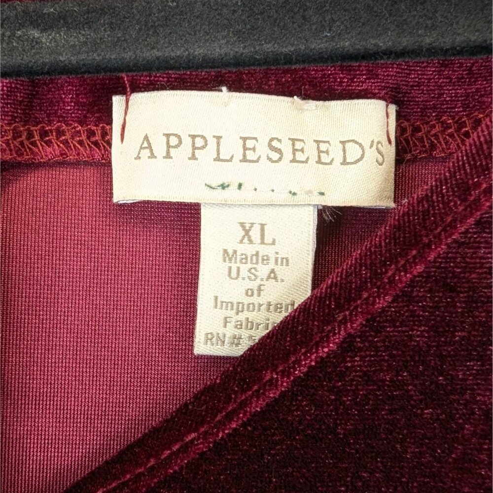 Appleseed's Womens XL Burgundy Stretch Velvet Dress V-Neck 3/4 Bell Sleeve USA - Picture 5 of 12
